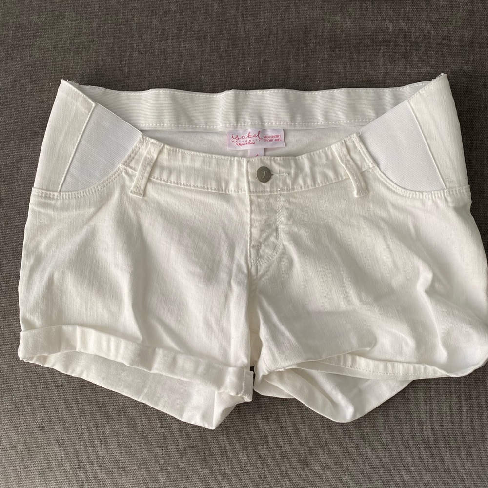 Isabel Maternity by Ingrid & Isabel White Midi Shorts - Size 4